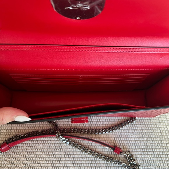 Christian Louboutin Calfskin Alligator Embossed Elisa Baguette in Red - Picture 10 of 12